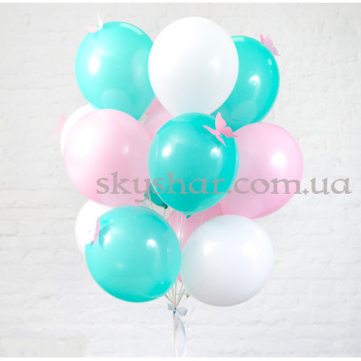 Зв'язка з 15 кульок з метеликами Ніжна – фото 1