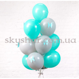 Опция Связка из 15 шаров с бабочками Бирюза – фото 7 Опция Связка из 15 шаров с бабочками Бирюза – фото 7