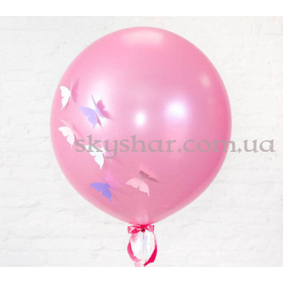 Кулька гігант 70 см  з гелієм з метеликами  – фото 1