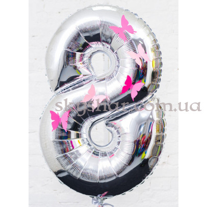 Фольгована цифра з метеликами – фото 1