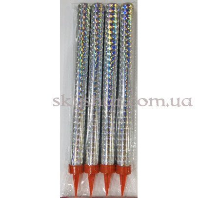 Свічка Фонтан для торта висока 20 см 1 шт. Срібло – фото 1