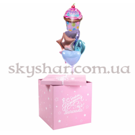 Опция Коробка сюрприз з кульками рожева "Happy B-Day Кексик" – фото 9