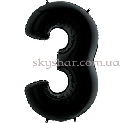 Фольгована цифра "3" Чорна – фото 1