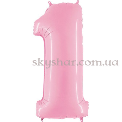 Фольгированная цифра "1" Розовая – фото 1 Фольгированная цифра "1" Розовая – фото 1