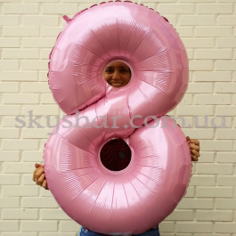 Фольгированная цифра "8" Розовая – фото 23