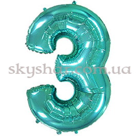 Опция Фольгированная цифра "3" Бирюзовая – фото 1 Опция Фольгированная цифра "3" Бирюзовая – фото 1