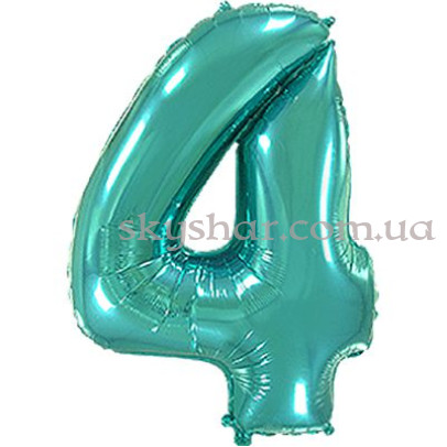 Фольгована цифра "4" Бірюзова – фото 1