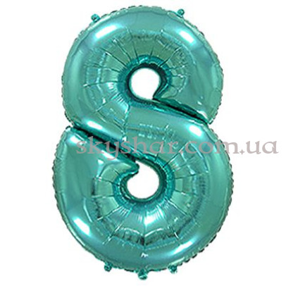 Фольгована цифра "8" Бірюзова – фото 1 Фольгована цифра "8" Бірюзова – фото 1