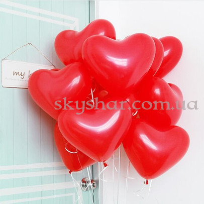 Гелієві кульки "Сердечки" Червоні (30 см)  – фото 1