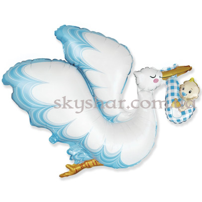 Фольгированный шар "Аист с мальчиком" – фото 1 Фольгированный шар "Аист с мальчиком" – фото 1