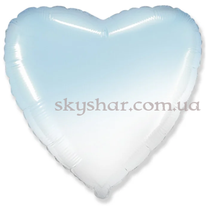 Фольгированный шар "Сердце Омбре Бело-Голубое" 46 см – фото 1