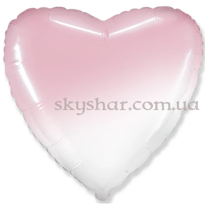 Фольгована кулька "Серце Омбре Біло-Рожеве" 46 см – фото 1