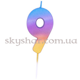 Опция Свічка -цифра "9" Омбре райдужне – фото 9