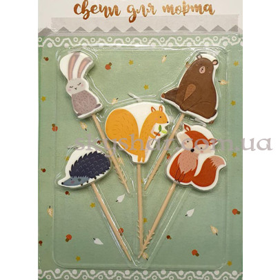 Свічки для торта на піках Лісові друзі 5 шт. – фото 1