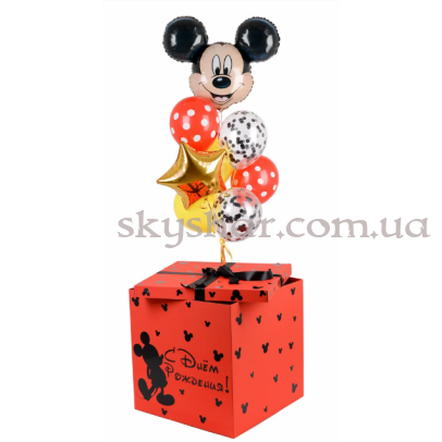 Коробка сюрприз з кульками "Міккі Маус. С Днем Рождения!" – фото 1