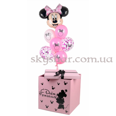 Коробка сюрприз з кульками "Мінні Маус. С Днем Рождения!" – фото 1