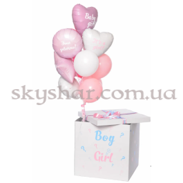 Опция Коробка сюрприз з кульками для визначення статі дитини "Boy or Girl" Gender Party Дівчинка – фото 6