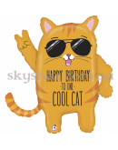 Фольгована кулька фігура "Крутий Кіт Happy Birthday" – фото 2