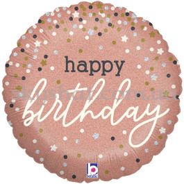 Опция Фольгированный шар "Happy Birthday Конфетти Розовое Золото" – фото 2