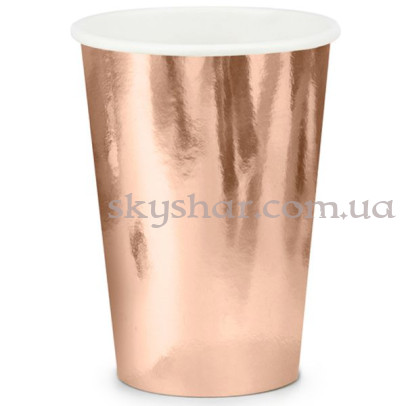 Стакани фольговані рожеве золото 6шт. – фото 1 Стакани фольговані рожеве золото 6шт. – фото 1