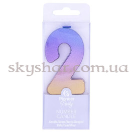 Свічка -цифра "2" Омбре райдужне – фото 3