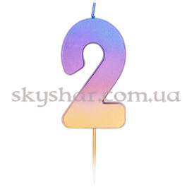 Опция Свічка -цифра "2" Омбре райдужне – фото 2