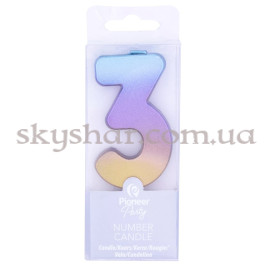 Свічка -цифра "3" Омбре райдужне – фото 4