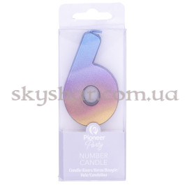 Свічка -цифра "6" Омбре райдужне – фото 7