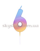 Свічка -цифра "6" Омбре райдужне – фото 2 Свічка -цифра "6" Омбре райдужне – фото 2