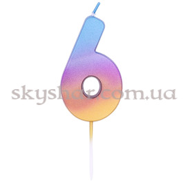 Опция Свічка -цифра "6" Омбре райдужне – фото 6