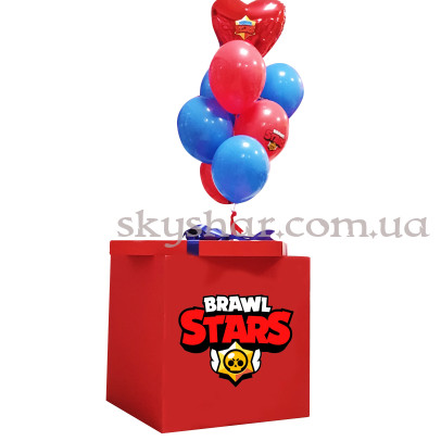 Коробка сюрприз с шарами "Brawl Stars" Красная (Бравл Старс) – фото 1