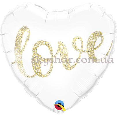 Фольгированный шар сердце "Love глиттер золото" – фото 1