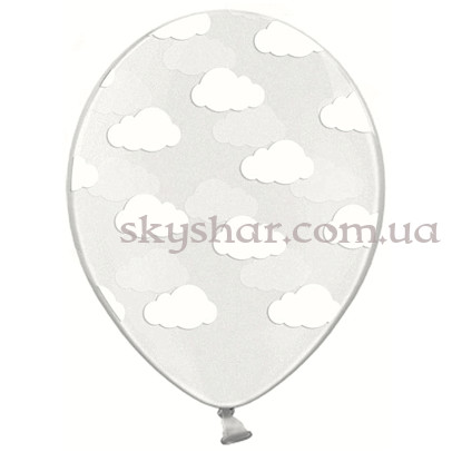 Гелиевые шары "Облака белые на прозрачном" (35 см)  – фото 1