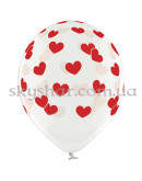 Гелієві кульки "Серця рожеві та червоні на прозорому" (35 см)  – фото 4