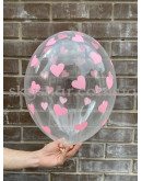 Гелієві кульки "Серця рожеві та червоні на прозорому" (35 см)  – фото 3