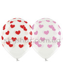 Гелієві кульки "Серця рожеві та червоні на прозорому" (35 см)  – фото 2