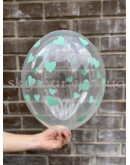 Гелиевые шары "Сердца голубые и мятные на прозрачном" (35 см)  – фото 3