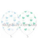 Гелієві кульки "Серця блакитні та м'ятні на прозорому" (35 см)  – фото 2