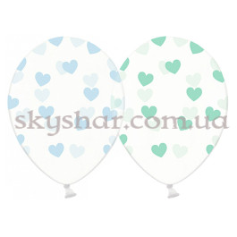 Опция Гелієві кульки "Серця блакитні та м'ятні на прозорому" (35 см)  – фото 8