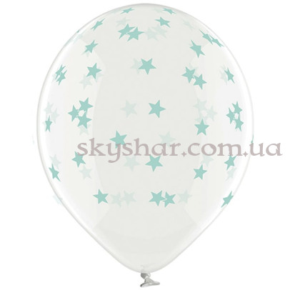 Гелієві кульки "Зірки м'ятні на прозорому" (35 см)  – фото 1