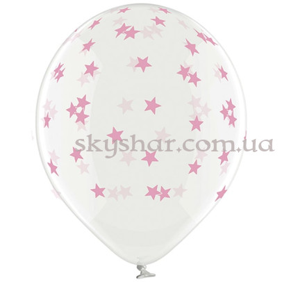 Гелієві кульки "Зірки рожеві на прозорому" (35 см)  – фото 1