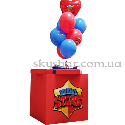 Коробка сюрприз с шарами "Brawl Stars" ЗВЕЗДА Красная (Бравл Старс) – фото 1