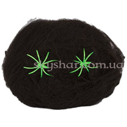 Паутина черная с 2 пауками 1х1м – фото 1