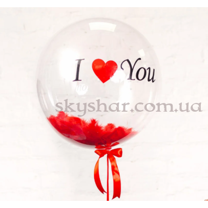 Кулька Баблс з червоним пір'ям з Вашим написом 61 см – фото 1