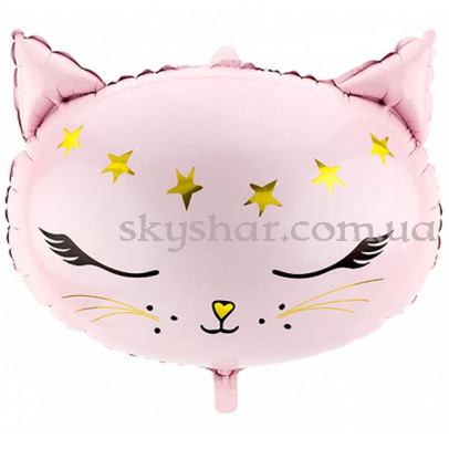 Фольгована кулька "Рожева кішечка з зірками" – фото 1