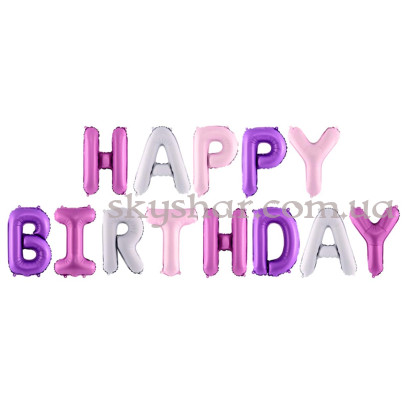 Фольговані кульки-літери "Happy Birthday" Рожеве Асорті Повітря 35 см – фото 1 Фольговані кульки-літери "Happy Birthday" Рожеве Асорті Повітря 35 см – фото 1