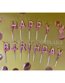 Свічки букви на торт "HAPPY BIRTHDAY" Омбре рожево-золоте – фото 4