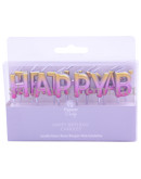 Свічки букви на торт "HAPPY BIRTHDAY" Омбре рожево-золоте – фото 5