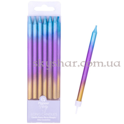Набор свечей для торта Омбре Радужное 12 шт. – фото 1