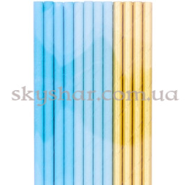 Набор трубочек для коктейля "Голубые и золотистые" 24 шт. – фото 2